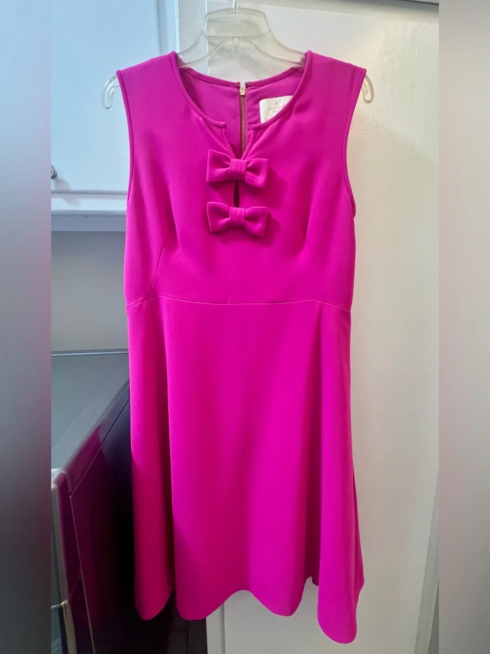 kate spade Bright Pink Bow-Front Dress with Gold Zip